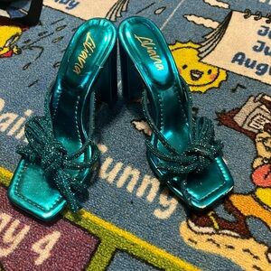 Blue sparkling shoes